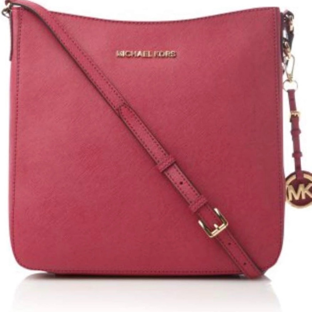 Michael Kors Pink Saffiano Crossbody Bag with Gold Hardware